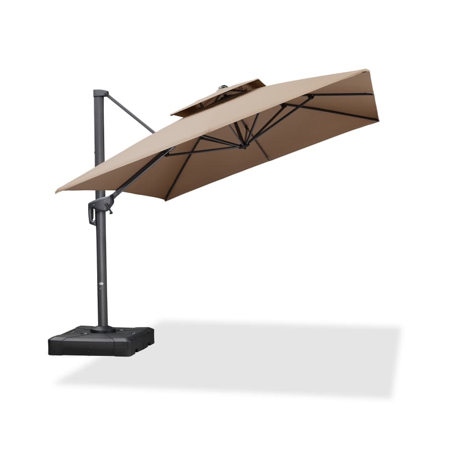 PURPLE LEAF Zweefparasol met Grijs Frame en 360° Draaibaar UV-bestendig, voor Tuin en Terras