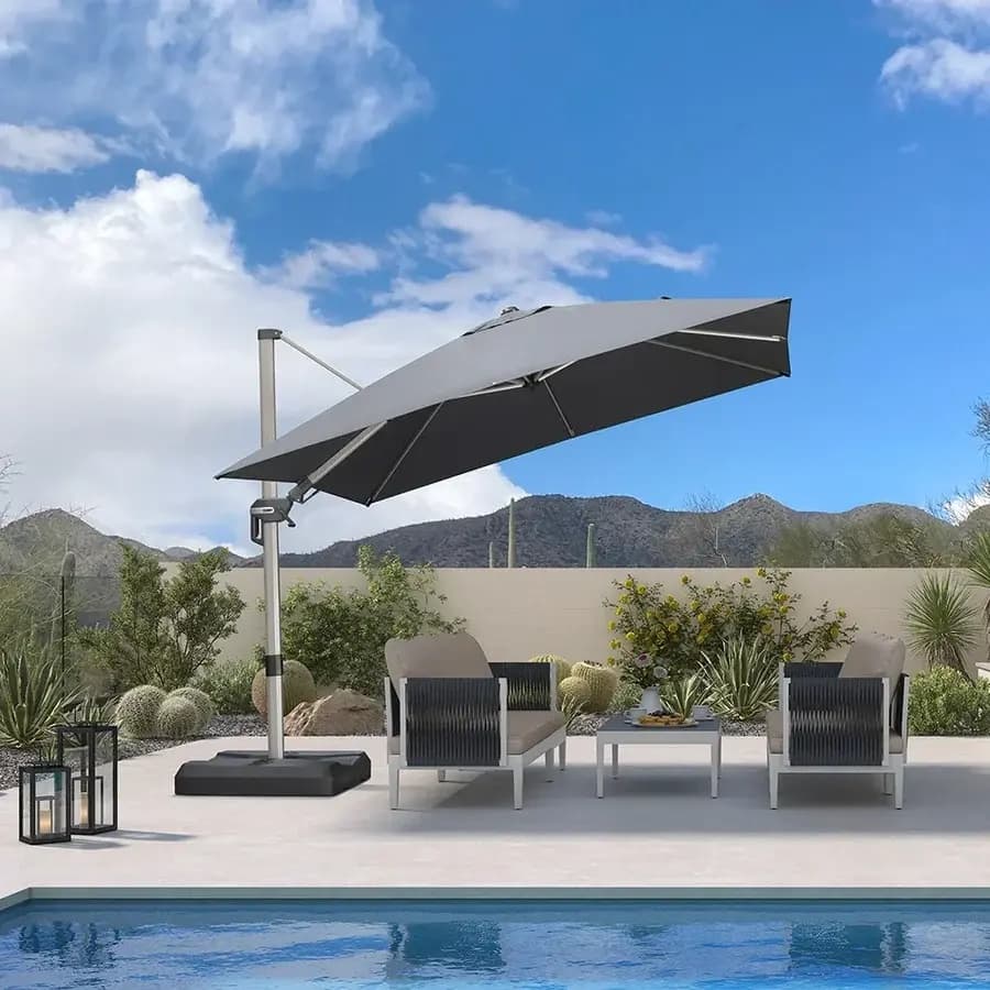 PURPLE LEAF Deluxe Zweefparasol, Links en Rechts Kantelbaar, Draaibare Parasol voor Terras en Tuin