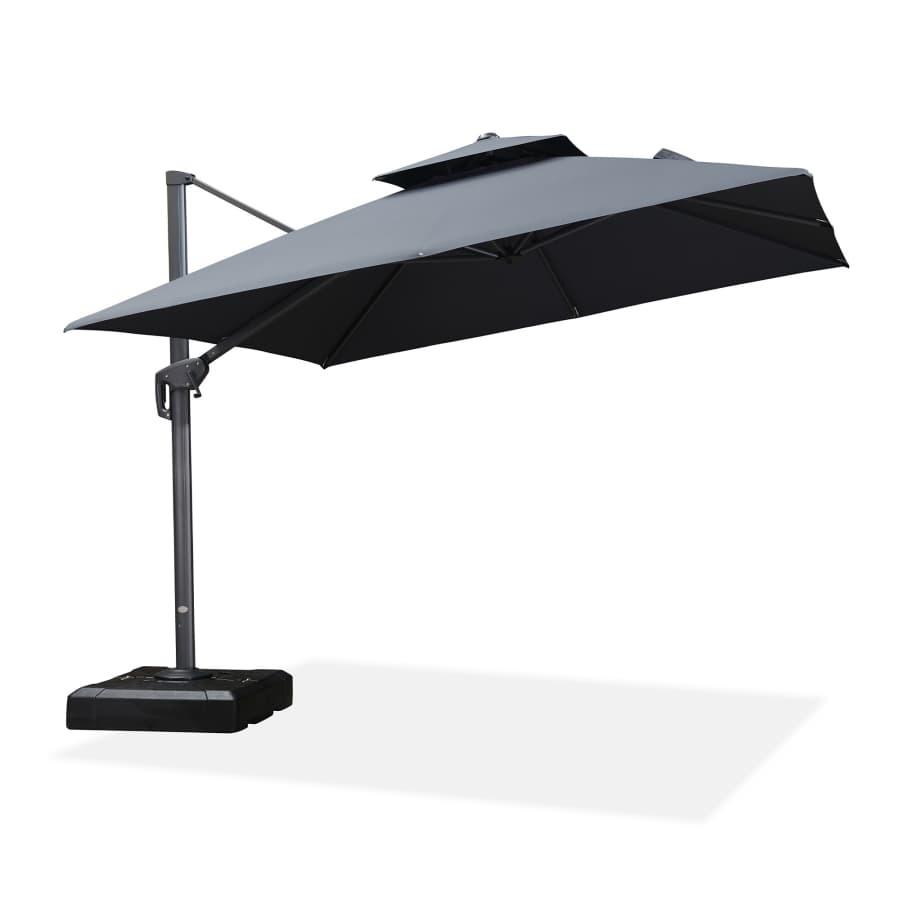 PURPLE LEAF Zweefparasol met Grijs Frame en 360° Draaibaar UV-bestendig, voor Tuin en Terras