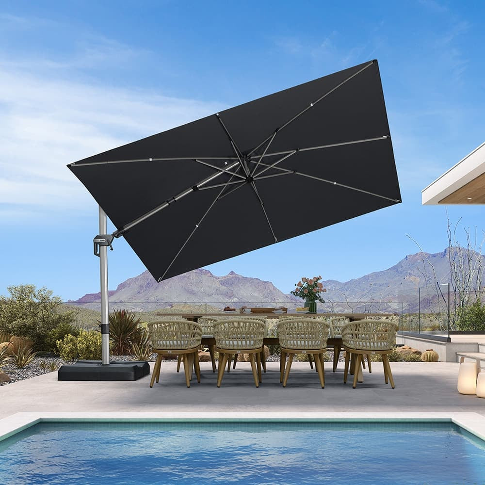 PURPLE LEAF Deluxe Zweefparasol, Links en Rechts Kantelbaar, Draaibare Parasol voor Terras en Tuin