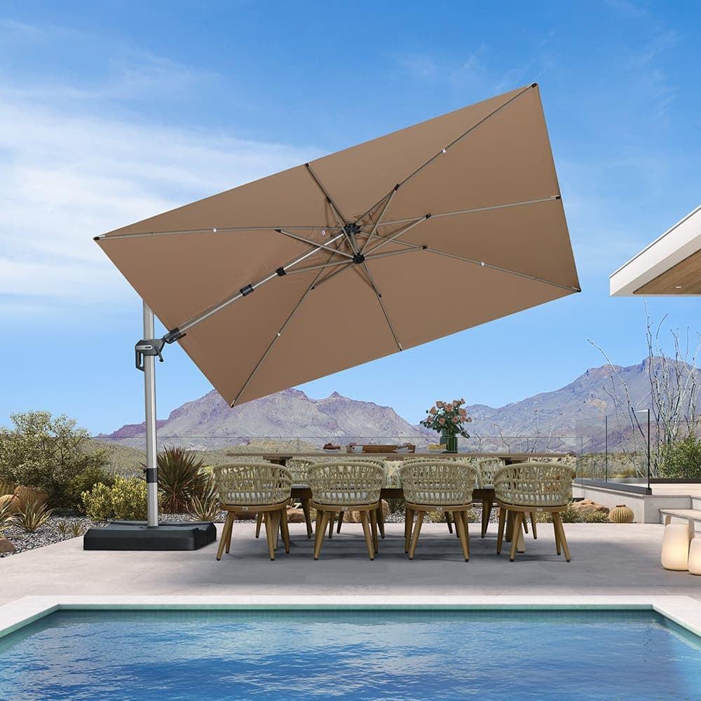 PURPLE LEAF Deluxe Zweefparasol, Links en Rechts Kantelbaar, Draaibare Parasol voor Terras en Tuin