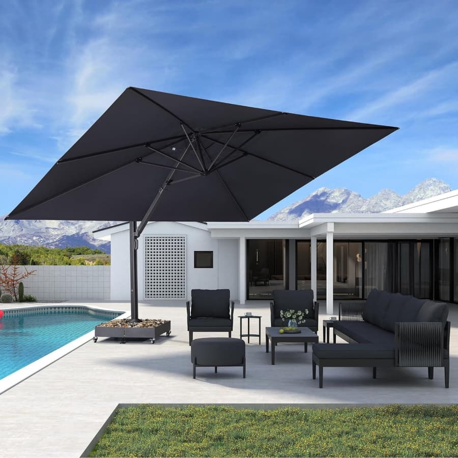 PURPLE LEAF Extra Grote Zweefparasol met Versterkt Frame en Hoge Windbestendigheid, voor Tuin en Terras