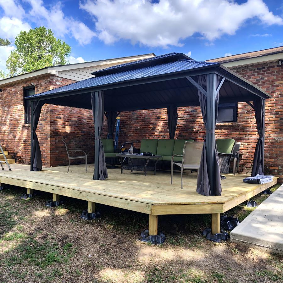 PURPLE LEAF Hardtop Tuinpaviljoen met Stalen Dak, Aluminium Frame, Gordijnen & Klamboe – Grijs