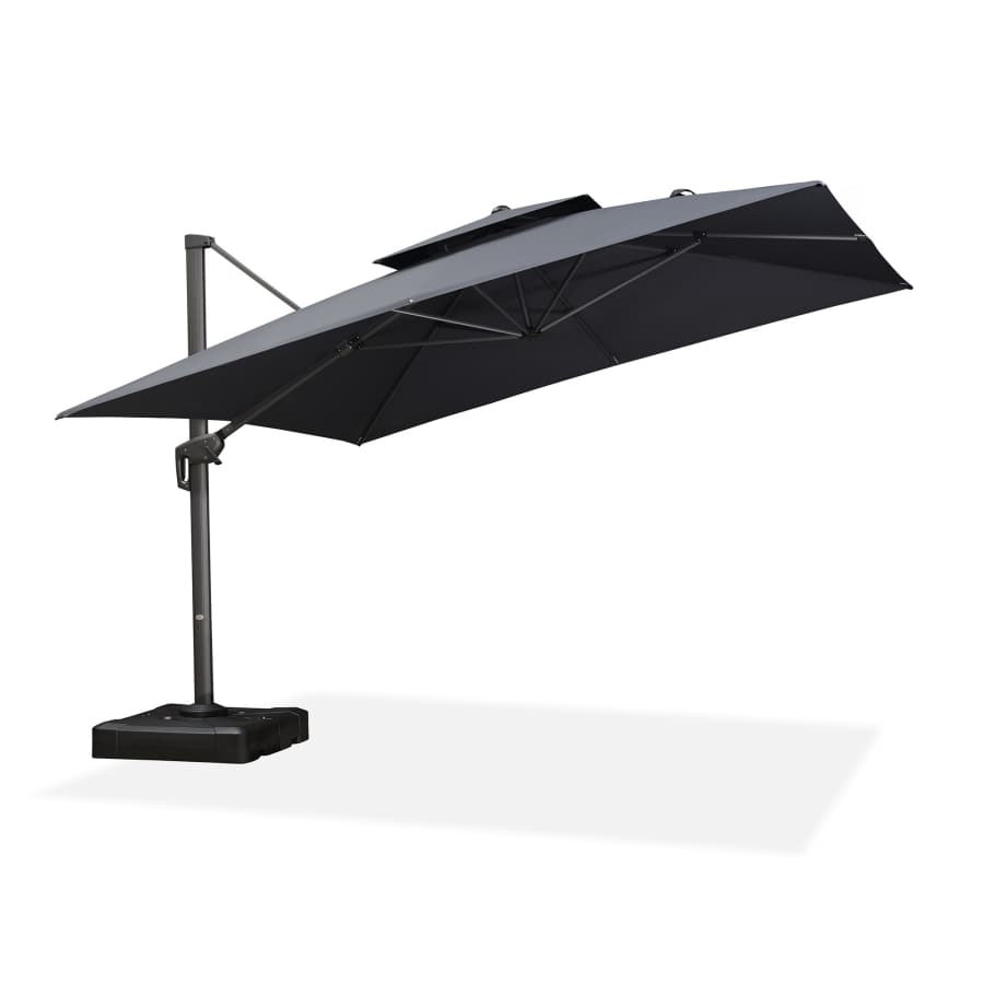 PURPLE LEAF Zweefparasol met Grijs Frame en 360° Draaibaar UV-bestendig, voor Tuin en Terras