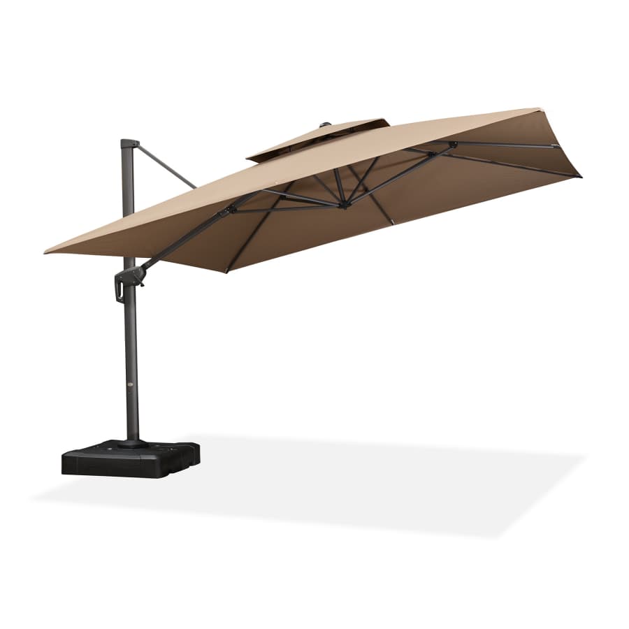 PURPLE LEAF Zweefparasol met Grijs Frame en 360° Draaibaar UV-bestendig, voor Tuin en Terras