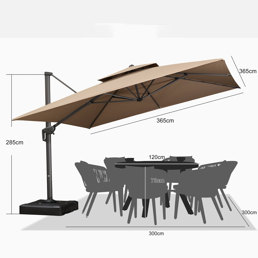 PURPLE LEAF Zweefparasol met Grijs Frame en 360° Draaibaar UV-bestendig, voor Tuin en Terras