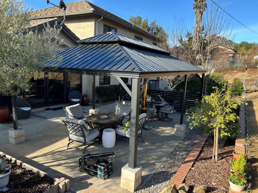 PURPLE LEAF Aluminium Hardtop Paviljoen, Luxe Tuinpaviljoen met Gegalvaniseerd Stalen Dak, Warmwitte Verlichting, Gordijnen en Klamboe, Grijs
