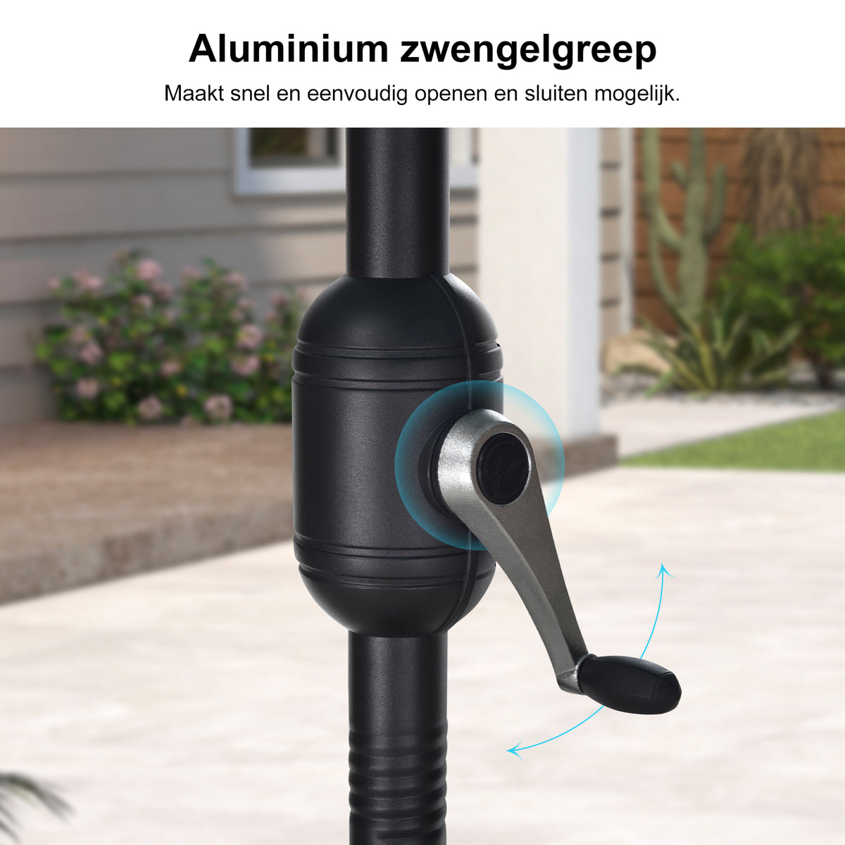 PURPLE LEAF Grote Parasol met 3 Kappen en LED-verlichting voor Tuin en Terras, inclusief Voet