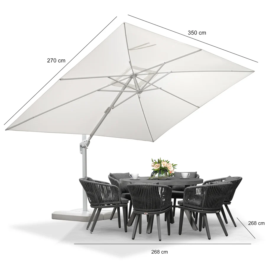 PURPLE LEAF Witte Parasol voor Buiten – Betaalbare Grote Zweefparasol voor Terras & Tuin
