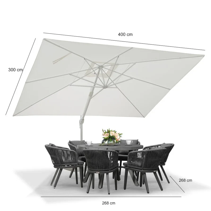 PURPLE LEAF Witte Parasol voor Buiten – Betaalbare Grote Zweefparasol voor Terras & Tuin