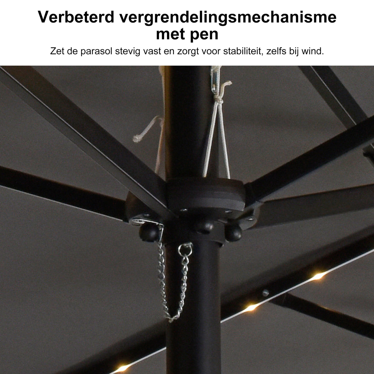 PURPLE LEAF Grote Parasol met 3 Kappen en LED-verlichting voor Tuin en Terras, inclusief Voet