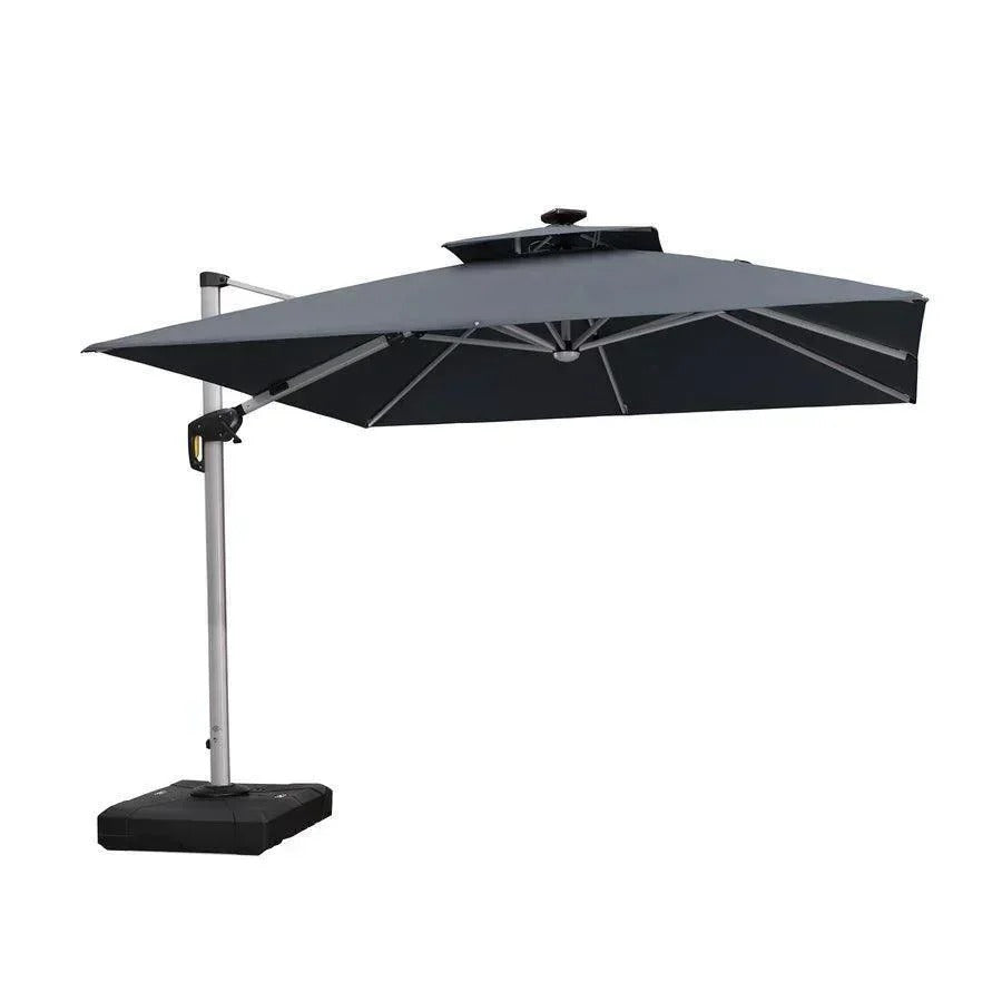 PURPLE LEAF Vierkante Zweefparasol met LED, Dubbel Dak, 360° Draaibaar voor Tuin en Terras