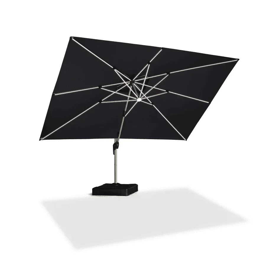 PURPLE LEAF Rechthoekige Zweefparasol met LED, Dubbel Dak, 360° Draaibaar voor Tuin en Terras