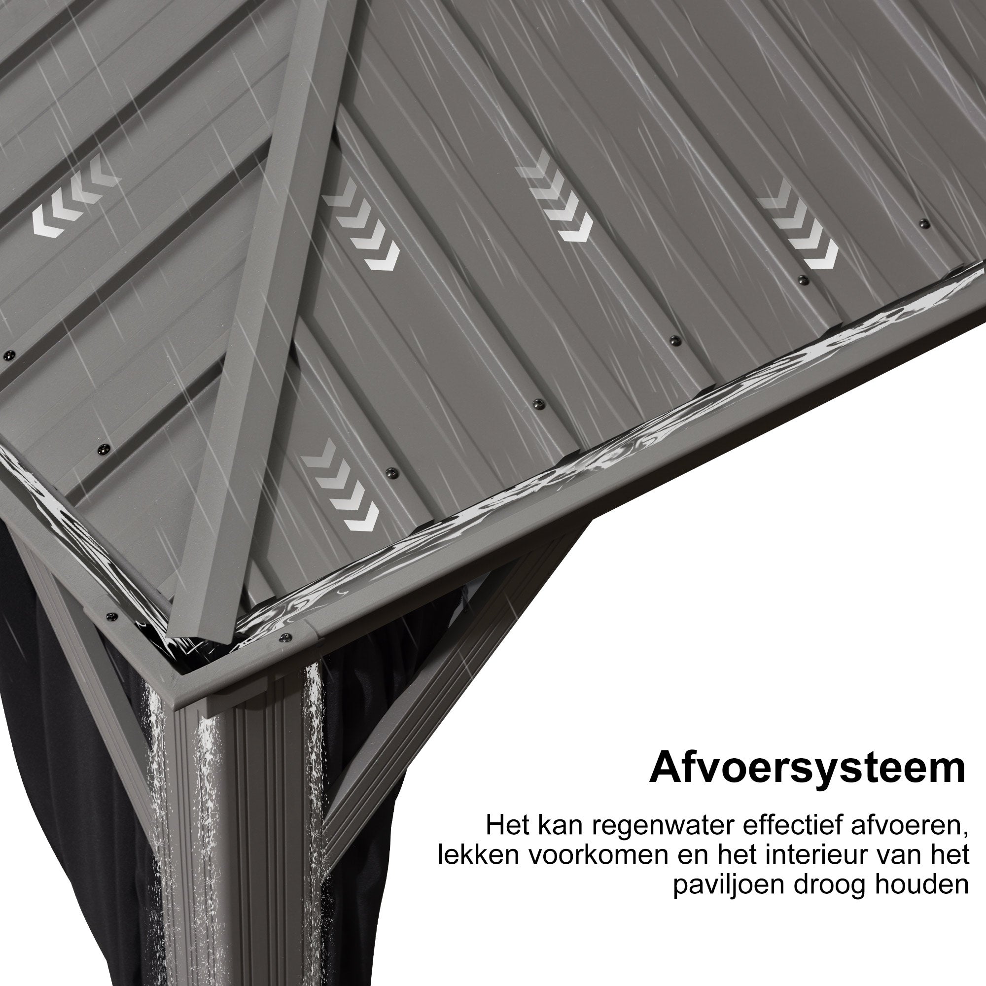 Purple Leaf Lichtgrijs Tuinpaviljoen met Dubbel Dak van Verzinkt Staal, Aluminium Frame, Gaas en Gordijnen