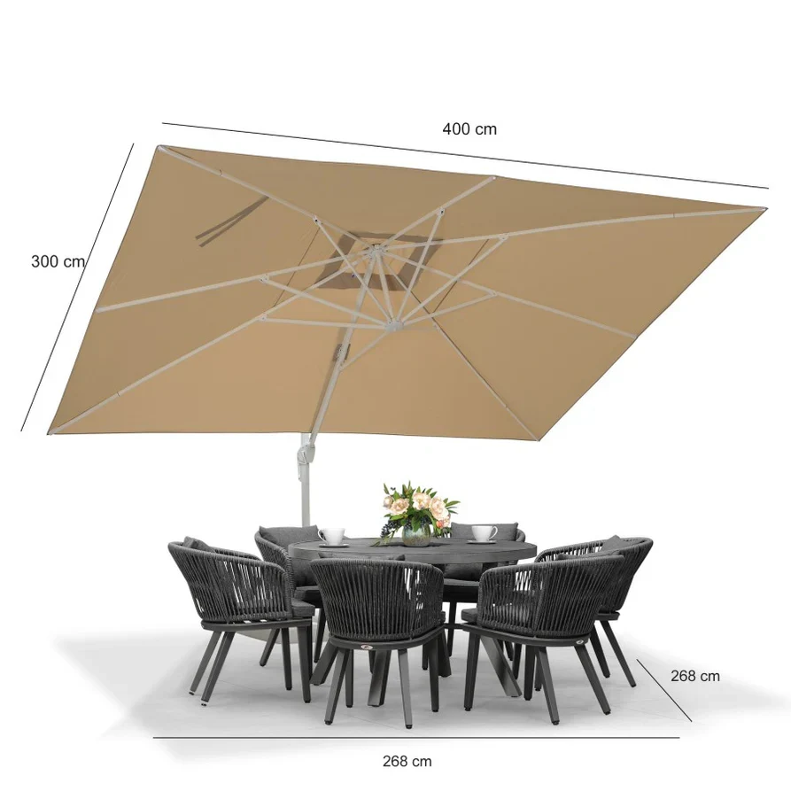 PURPLE LEAF Witte Parasol voor Buiten – Betaalbare Grote Zweefparasol voor Terras & Tuin
