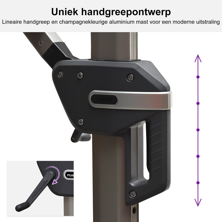 PURPLE LEAF Deluxe Zweefparasol - Rechthoekig Aluminium - Windbestendig & 360° Draaibaar voor Tuin en Terras