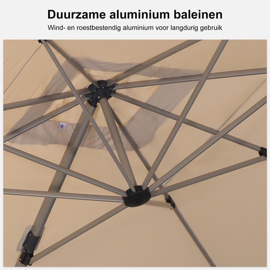 PURPLE LEAF Deluxe Zweefparasol - Rechthoekig Aluminium - Windbestendig & 360° Draaibaar voor Tuin en Terras
