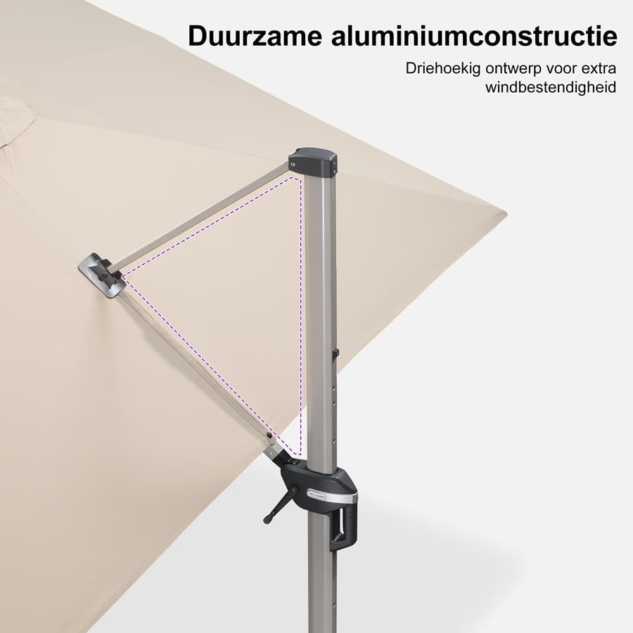 PURPLE LEAF Deluxe Zweefparasol - Rechthoekig Aluminium - Windbestendig & 360° Draaibaar voor Tuin en Terras
