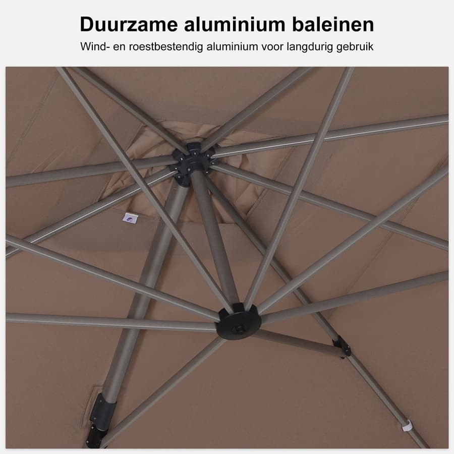 PURPLE LEAF Deluxe Zweefparasol - Rechthoekig Aluminium - Windbestendig & 360° Draaibaar voor Tuin en Terras