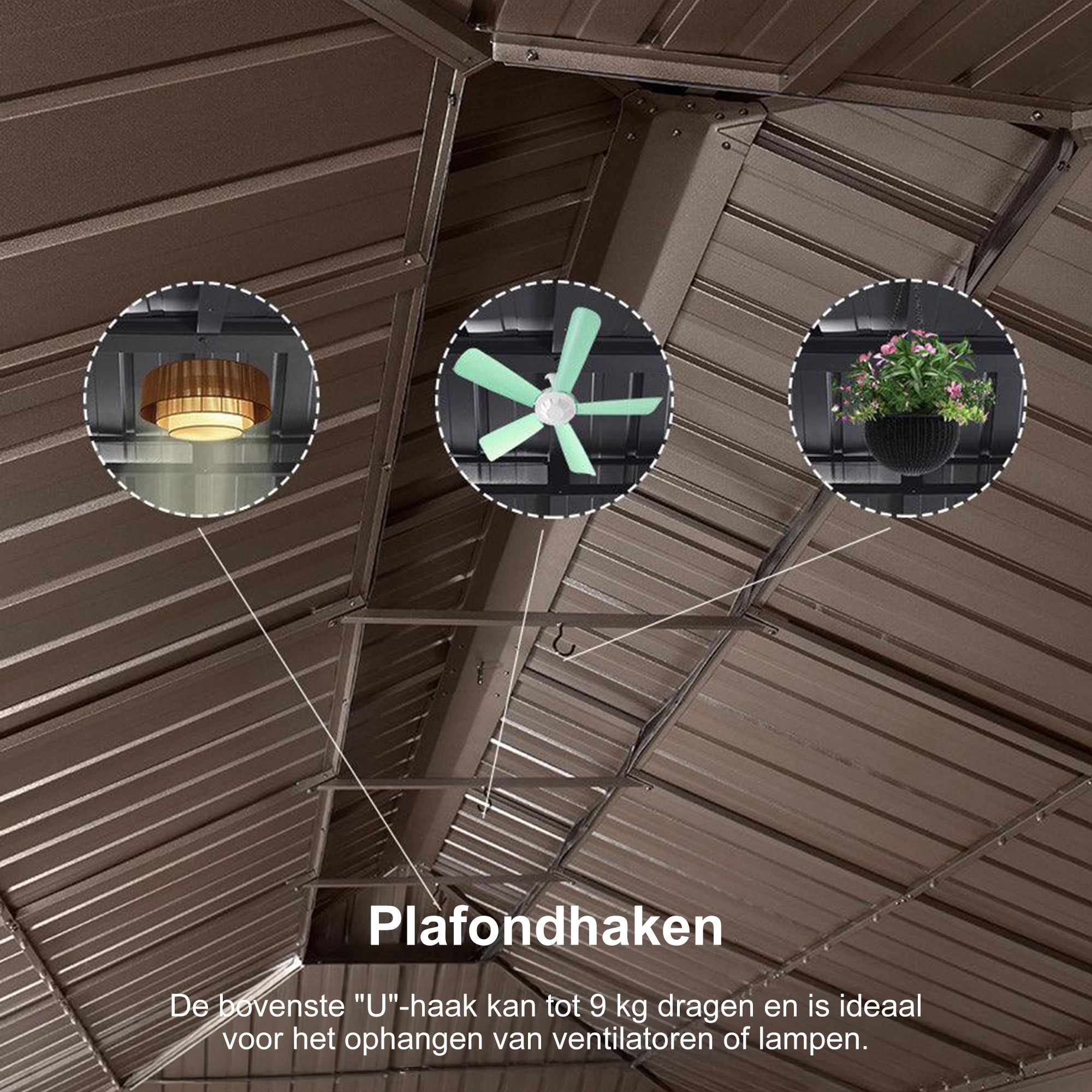 PURPLE LEAF Aluminium Hardtop Paviljoen Brons, Luxe Tuinpaviljoen met Gegalvaniseerd Stalen Dak, Gordijnen en Klamboe