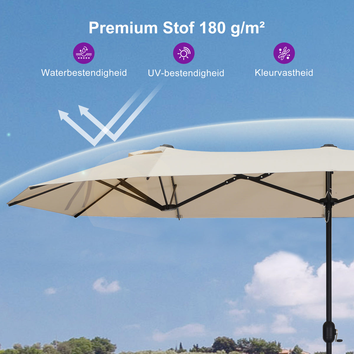 PURPLE LEAF Parasol met 3 Kappen en Voet voor Tuin en Terras