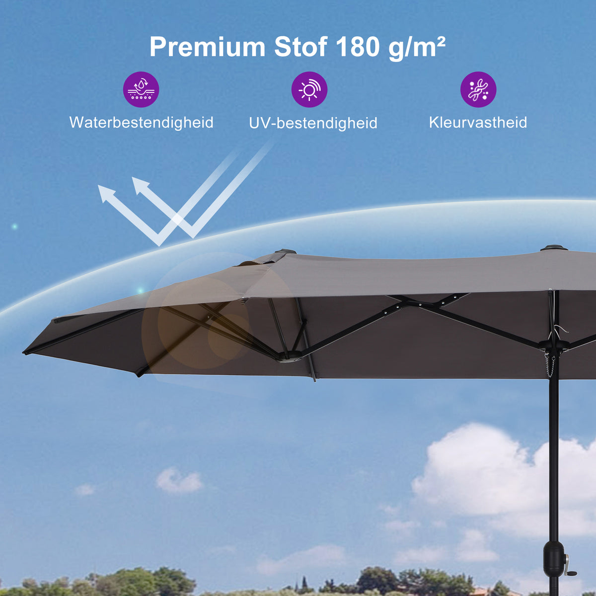 PURPLE LEAF Parasol met 3 Kappen en Voet voor Tuin en Terras