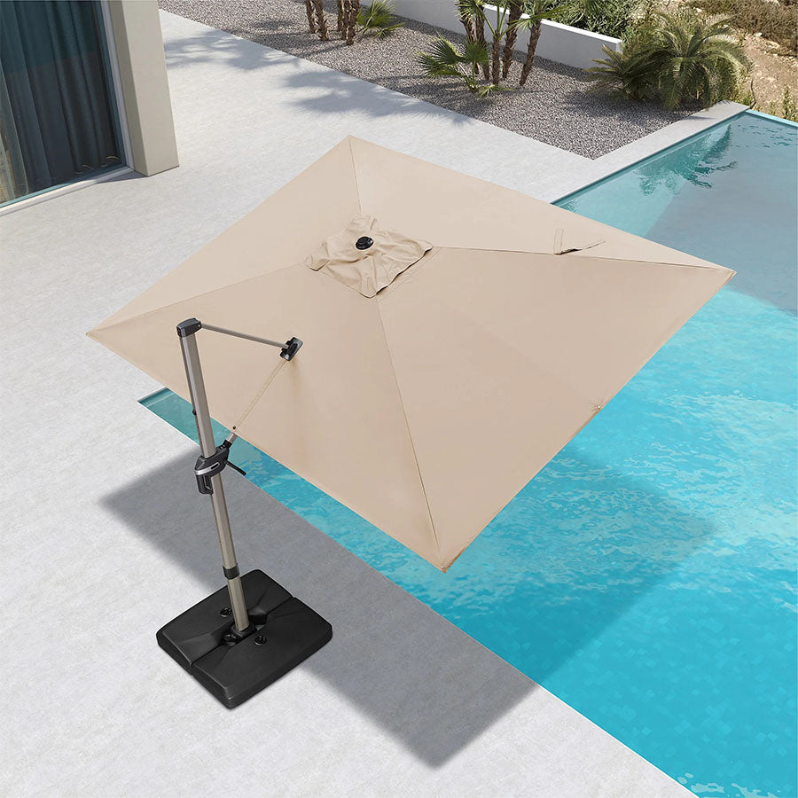 PURPLE LEAF Deluxe Zweefparasol - Rechthoekig Aluminium - Windbestendig & 360° Draaibaar voor Tuin en Terras