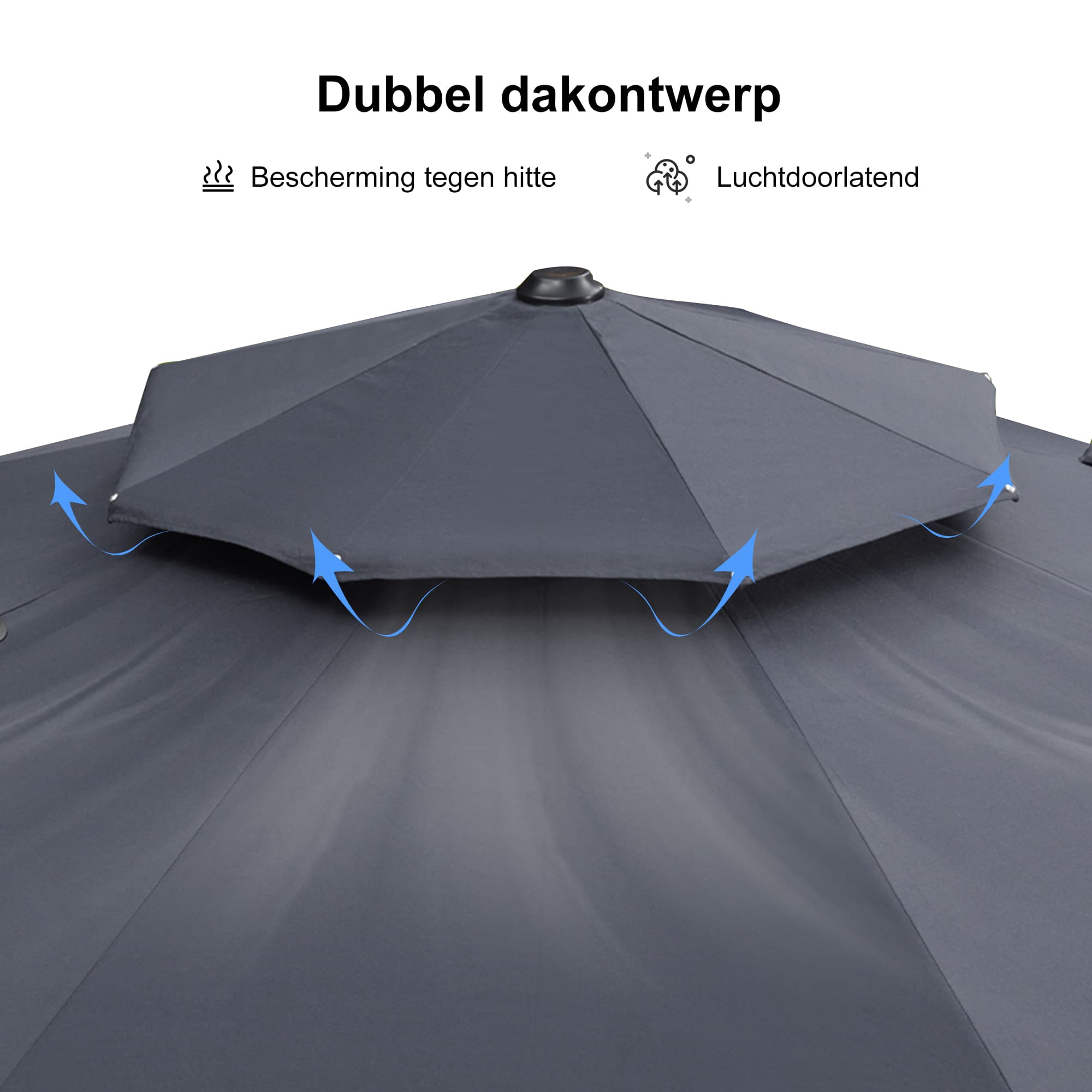 PURPLE LEAF Klassieke ronde zweefparasol met zijpaal, 360° draaibaar, met zwengel, UV50+ bescherming