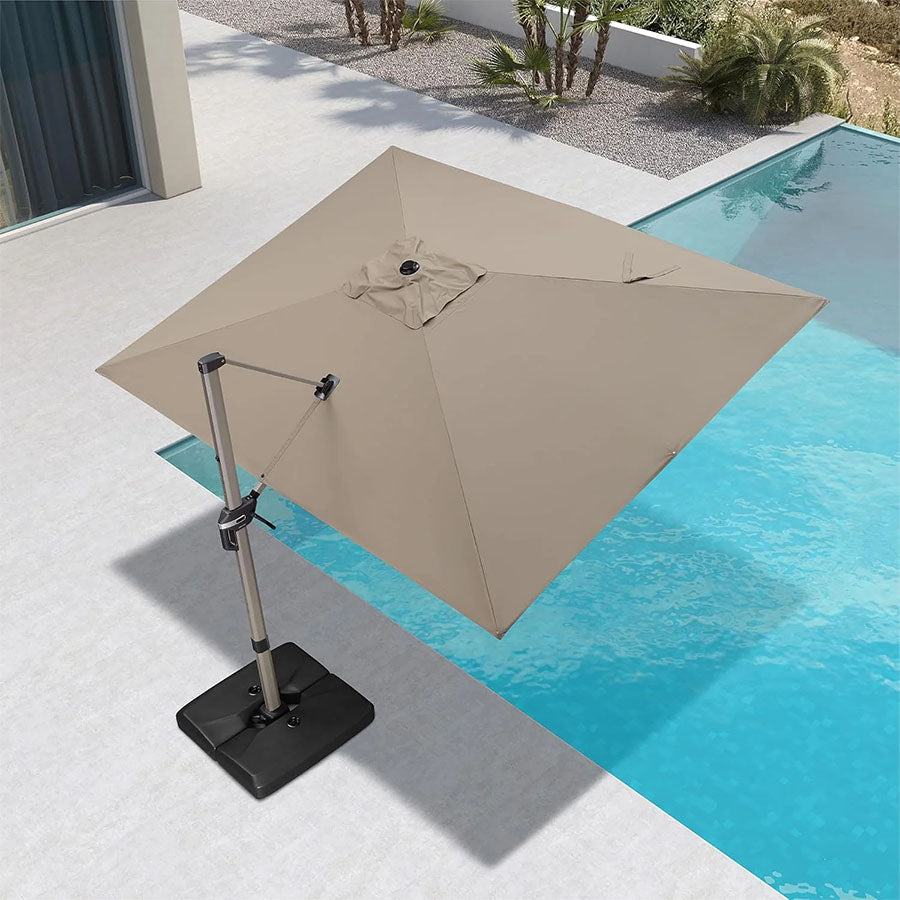 PURPLE LEAF Deluxe Zweefparasol - Rechthoekig Aluminium - Windbestendig & 360° Draaibaar voor Tuin en Terras