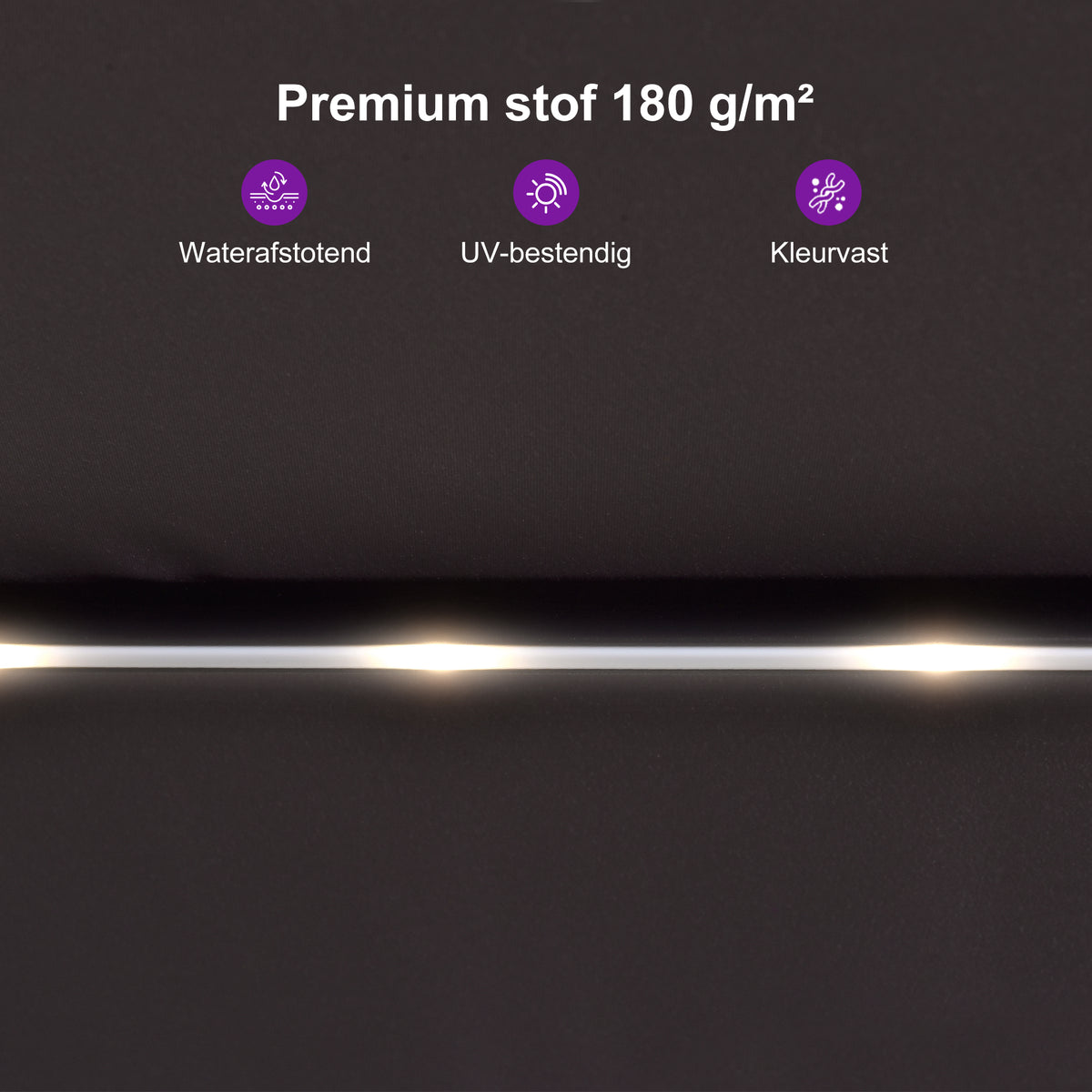 PURPLE LEAF Grote Parasol met 3 Kappen en LED-verlichting voor Tuin en Terras, inclusief Voet