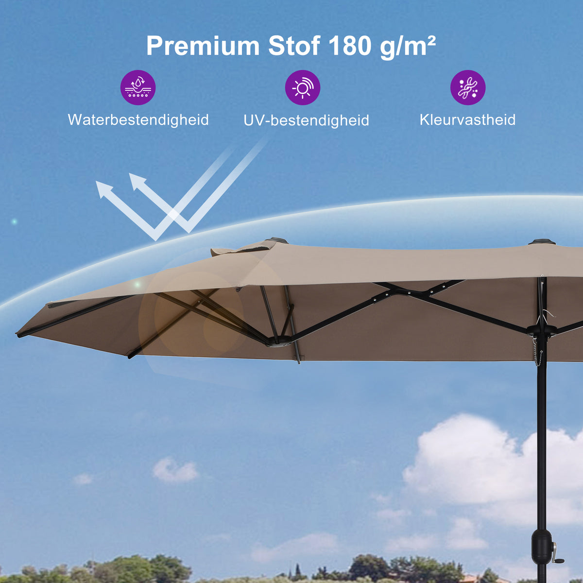 PURPLE LEAF Parasol met 3 Kappen en Voet voor Tuin en Terras