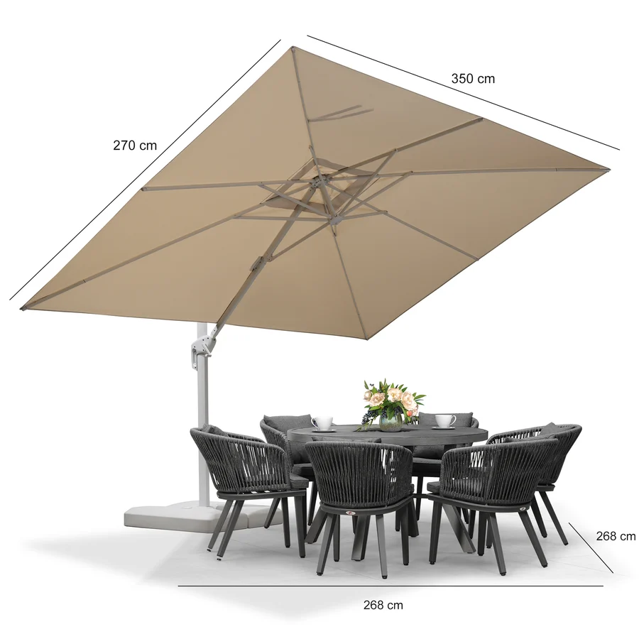 PURPLE LEAF Witte Parasol voor Buiten – Betaalbare Grote Zweefparasol voor Terras & Tuin