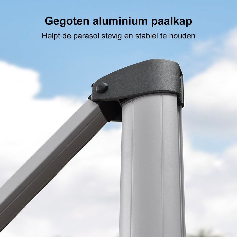 PURPLE LEAF Vierkante Zweefparasol met LED, Dubbel Dak, 360° Draaibaar voor Tuin en Terras