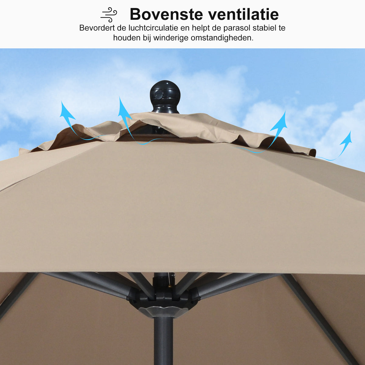 PURPLE LEAF Stokparasol met Slinger en Kantelfunctie voor Tuin en Terras