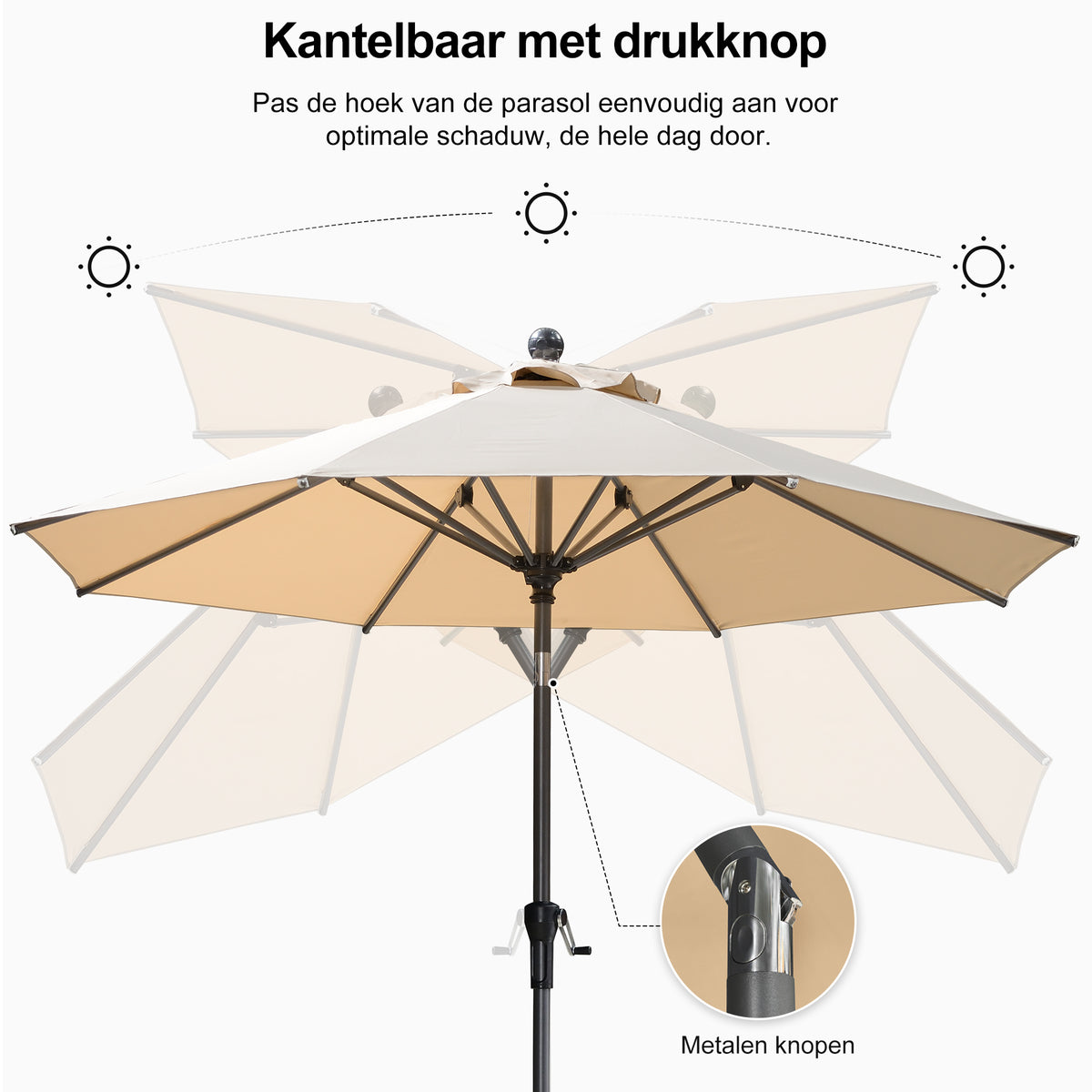 PURPLE LEAF Stokparasol met Slinger en Kantelfunctie voor Tuin en Terras
