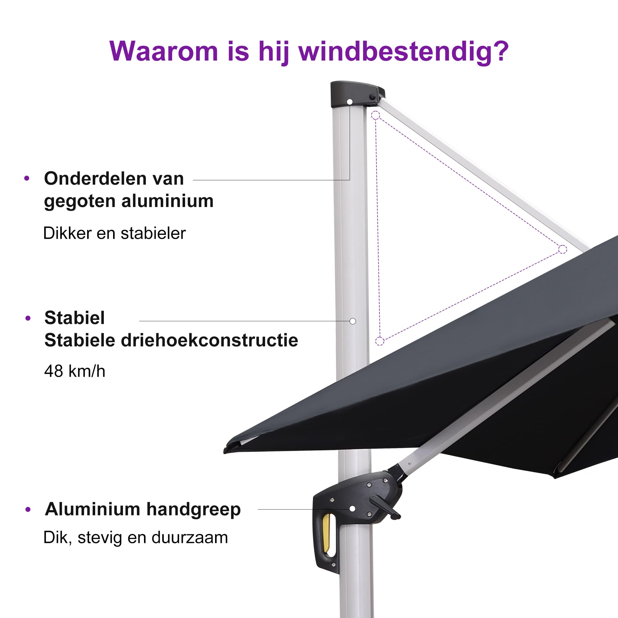 PURPLE LEAF Dubbel Top 270 x 330 / 270 x 365 / 300 x 365 / 300 x 400 cm Rechthoekige Buitenshuis Parasol