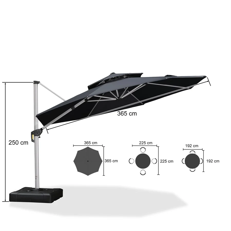 PURPLE LEAF Klassieke ronde zweefparasol met zijpaal, 360° draaibaar, met zwengel, UV50+ bescherming
