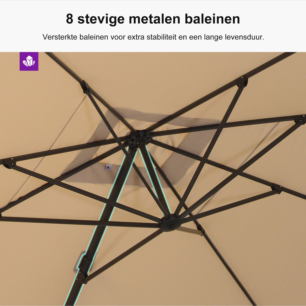 PURPLE LEAF Betaalbare Grote Parasol – Traploos Kantelbare Zweefparasol voor Tuin & Terras
