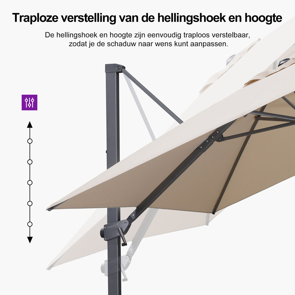 PURPLE LEAF Betaalbare Grote Parasol – Traploos Kantelbare Zweefparasol voor Tuin & Terras