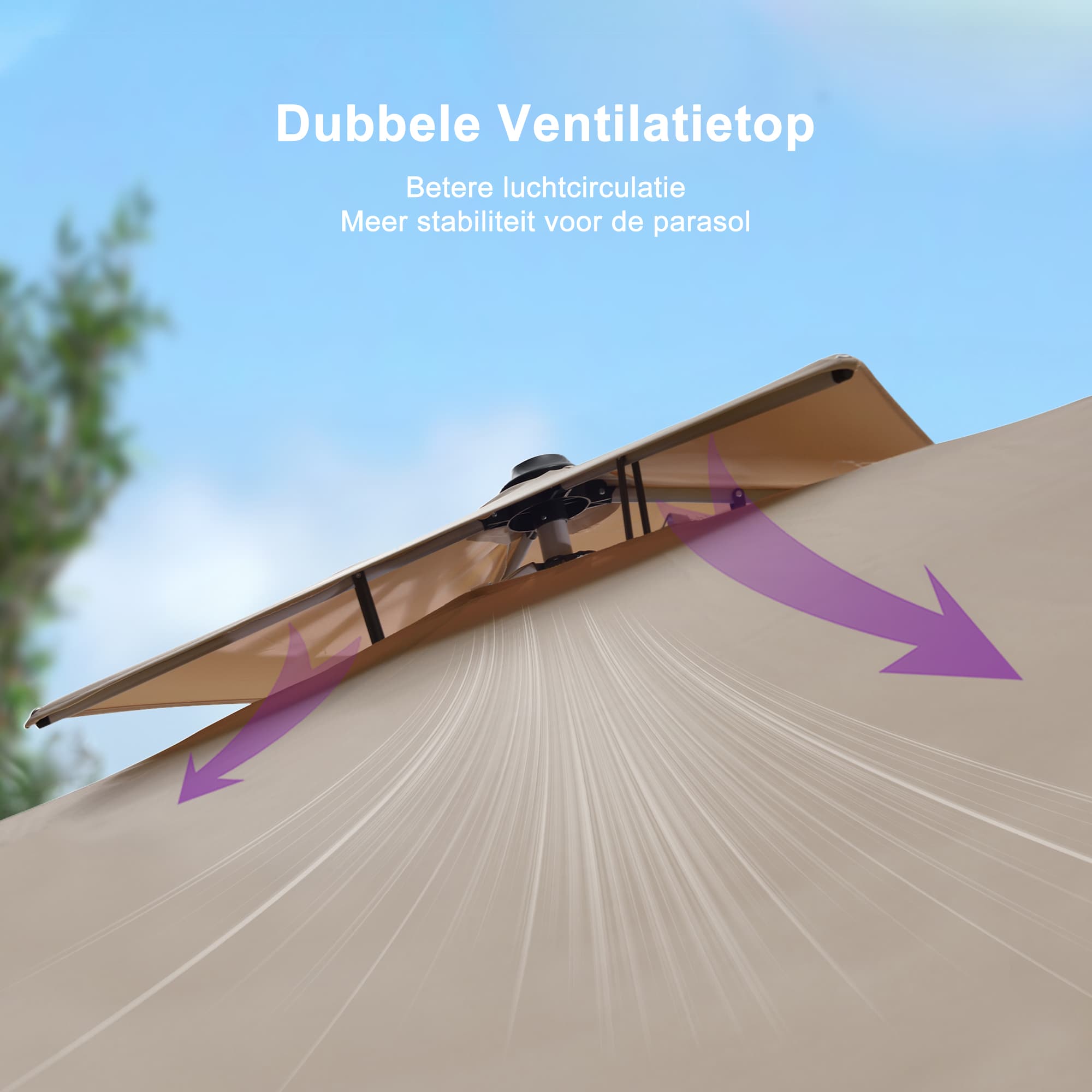 PURPLE LEAF Dubbel Top 270 x 330 / 270 x 365 / 300 x 365 / 300 x 400 cm Rechthoekige Buitenshuis Parasol