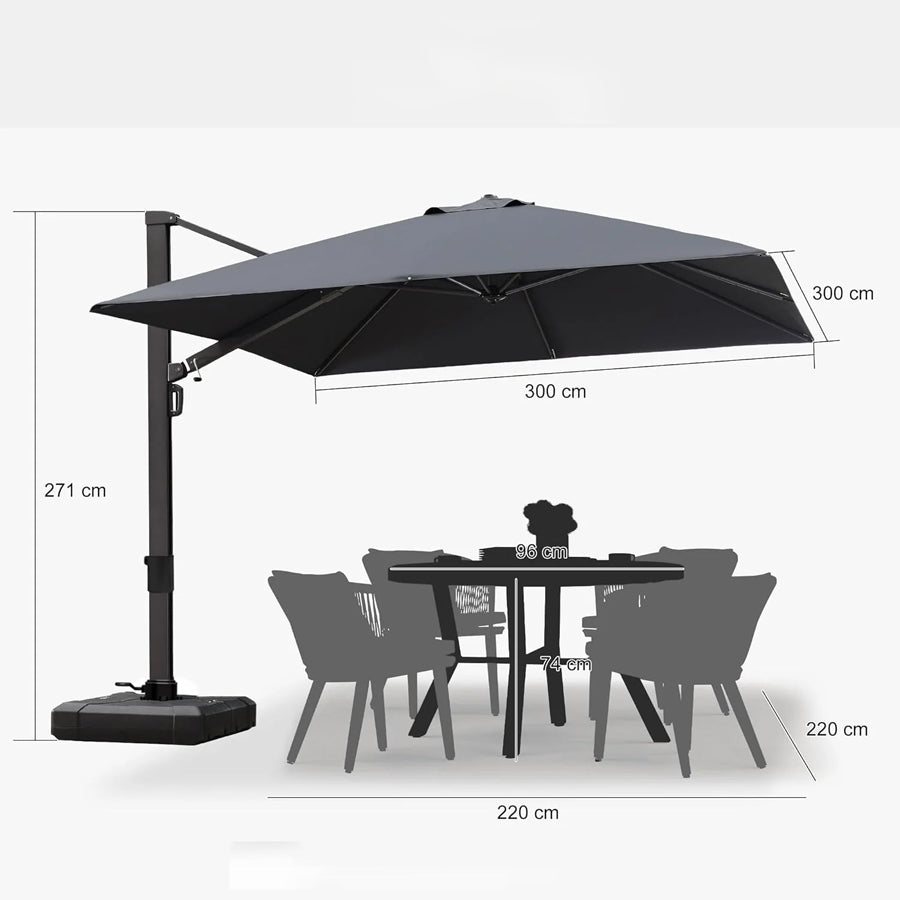 PURPLE LEAF Extra Grote Zweefparasol met Versterkt Frame en Hoge Windbestendigheid, voor Tuin en Terras