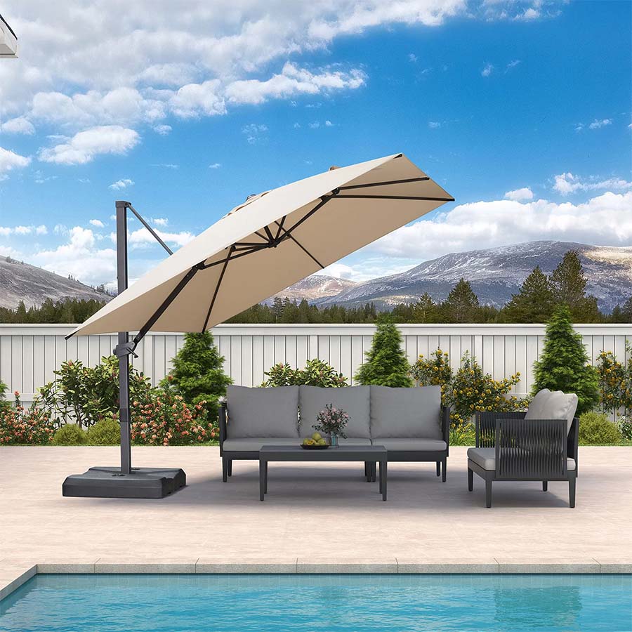 PURPLE LEAF Zweefparasol met Traploos Kantelsysteem voor Tuin en Terras