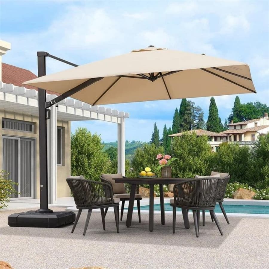 PURPLE LEAF Extra Grote Zweefparasol met Versterkt Frame en Hoge Windbestendigheid, voor Tuin en Terras