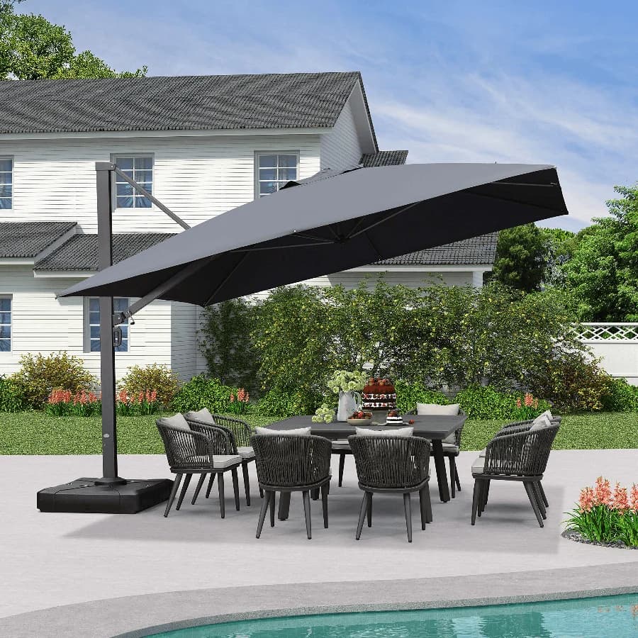 PURPLE LEAF Extra Grote Zweefparasol met Versterkt Frame en Hoge Windbestendigheid, voor Tuin en Terras