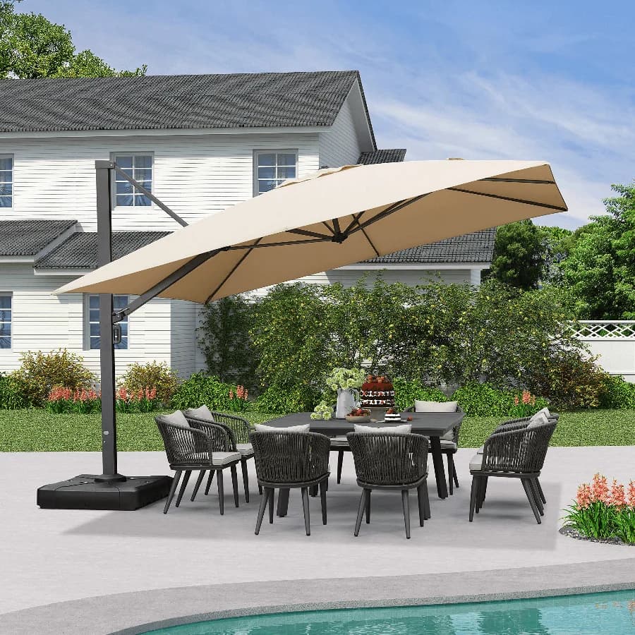 PURPLE LEAF Extra Grote Zweefparasol met Versterkt Frame en Hoge Windbestendigheid, voor Tuin en Terras