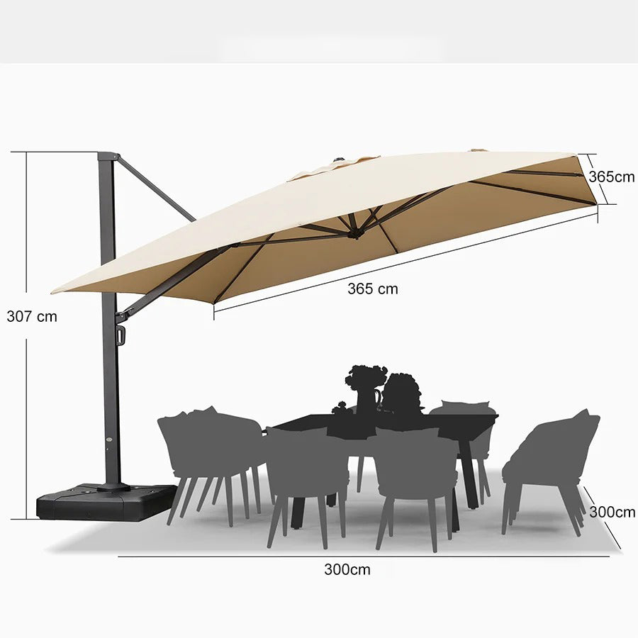 PURPLE LEAF Extra Grote Zweefparasol met Versterkt Frame en Hoge Windbestendigheid, voor Tuin en Terras