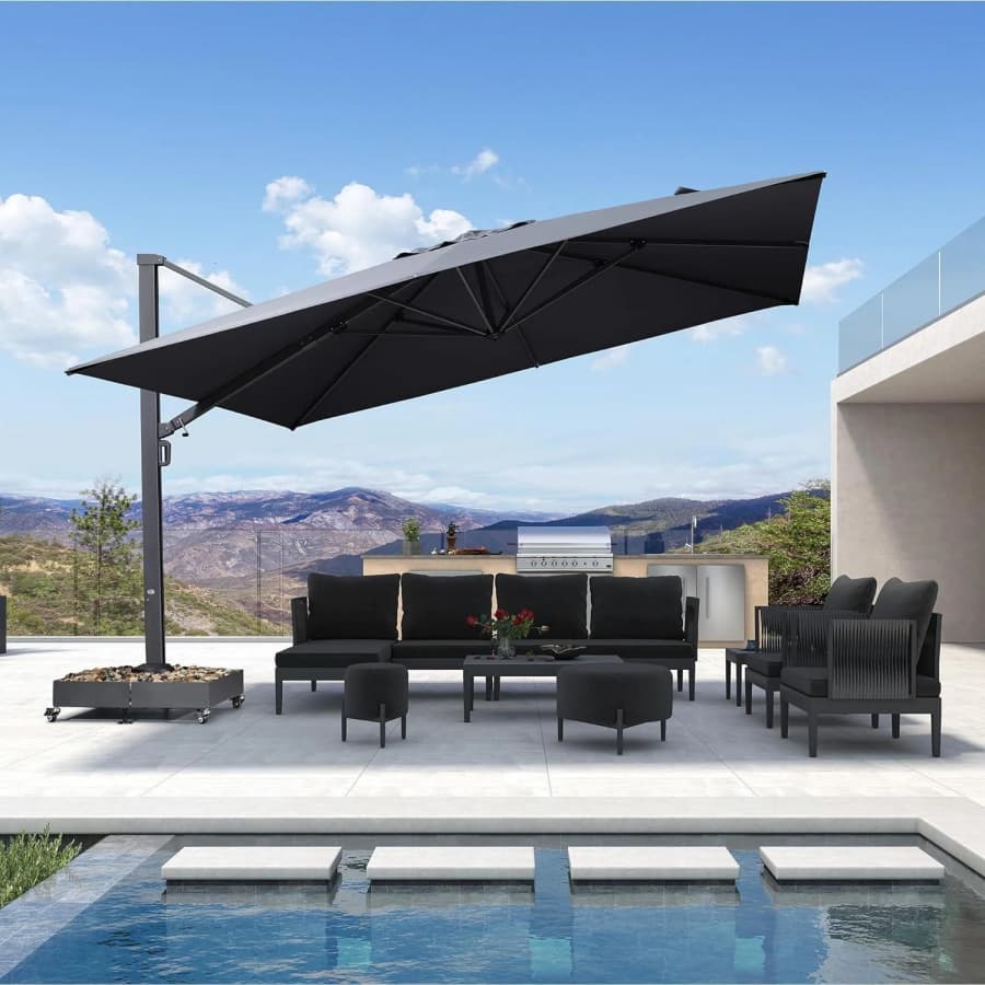 PURPLE LEAF Extra Grote Zweefparasol met Versterkt Frame en Hoge Windbestendigheid, voor Tuin en Terras