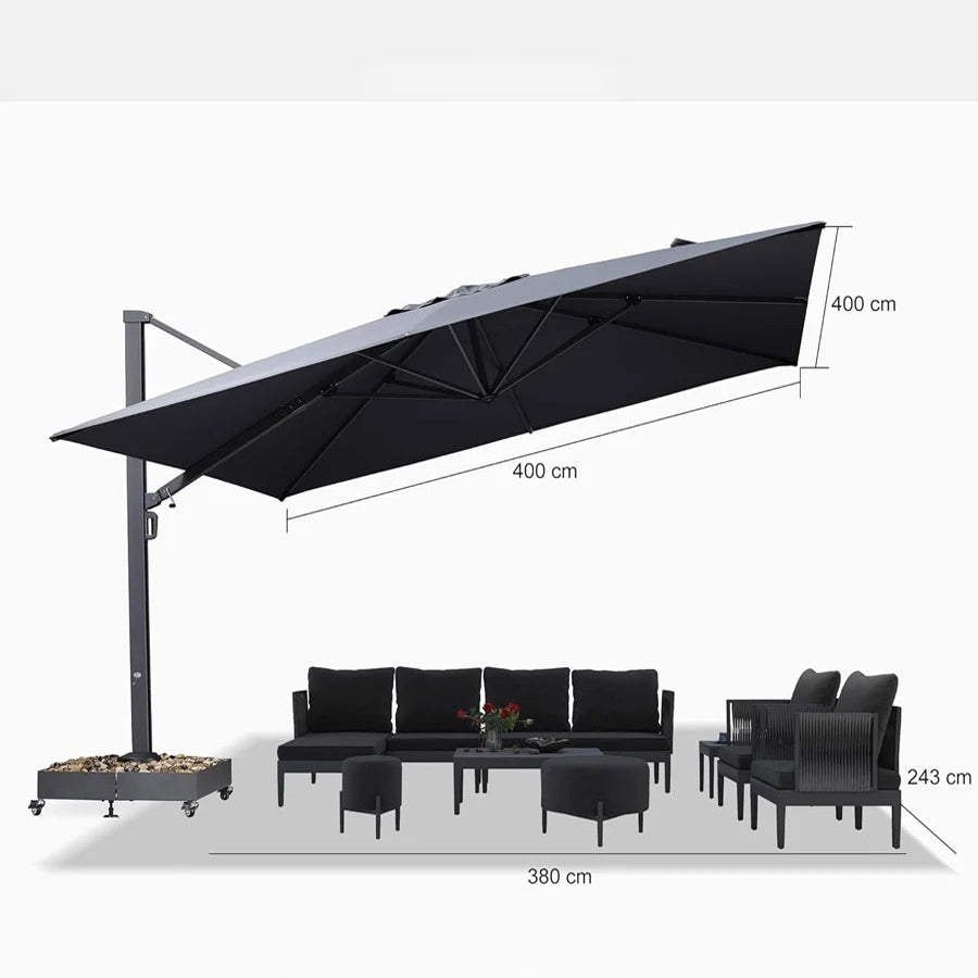 PURPLE LEAF Extra Grote Zweefparasol met Versterkt Frame en Hoge Windbestendigheid, voor Tuin en Terras