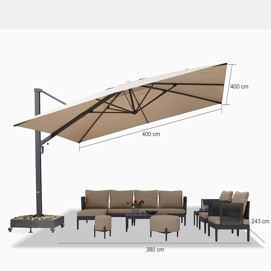 PURPLE LEAF Extra Grote Zweefparasol met Versterkt Frame en Hoge Windbestendigheid, voor Tuin en Terras